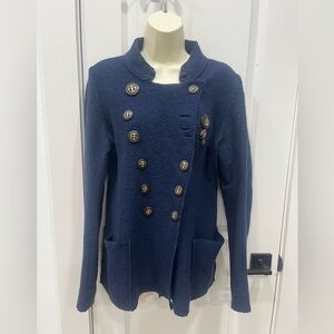 Elegant Navy Double-Breasted Women's Jacket by bro abrahamsson size medium